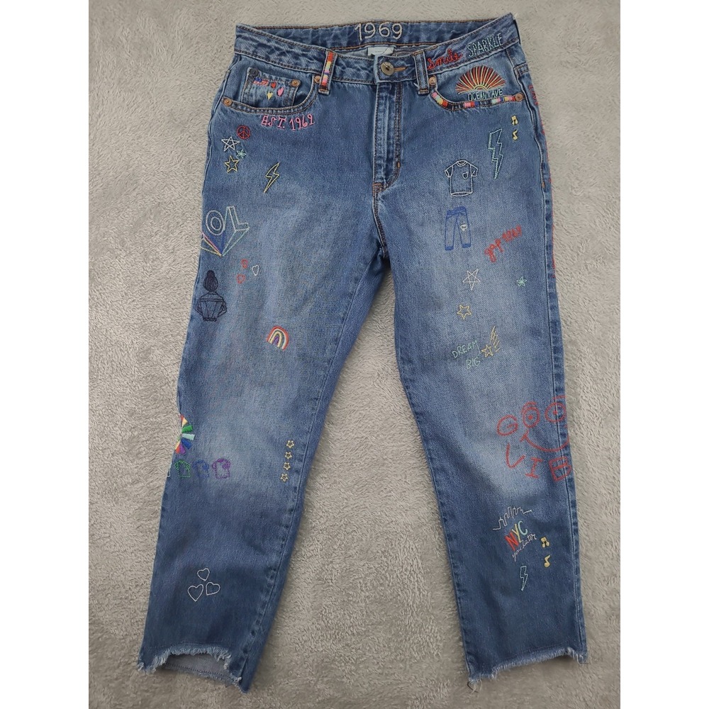 GAP Kids 1969 Grils Jeans‎ Sz 14R  Embroidered Ankle 50th Anniversary